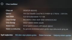 Excalıbur G770 /İ5-11.Nesil/12 Ram/512 SSD/GTX 1650/144Hz