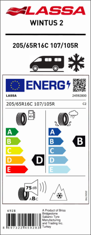 Lassa 205/65R16C 107/105R 8PR Wintus2  M+S/SFM Hafif Ticari Kış Lastiği (2021)