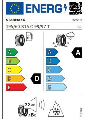 Starmaxx 195/60R16c TL 99/97T Prowin ST950 Hafif Ticari Kış Lastiği