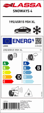 Lassa 195/65R15 95H XL Snoways4 M+S/SFM Otomobil Kış Lastiği (2023)