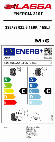 Lassa 385/65R22.5 160K(158L) Energia 310T Dorse Lastiği (2023)