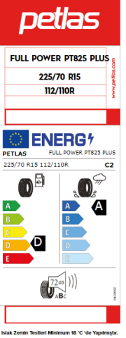 Petlas 225/70R15C 112/110R 8PR FullPower PT825 Plus Hafif Ticari Yaz Lastiği (2023)