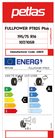 Petlas 195/75R16C  107/105R 8PR FullPower PT825 Plus Hafif Ticari Yaz Lastiği (2024)