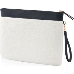 The Mia BAG029 Peluş Clutch Çanta Beyaz 26 x 33 Cm