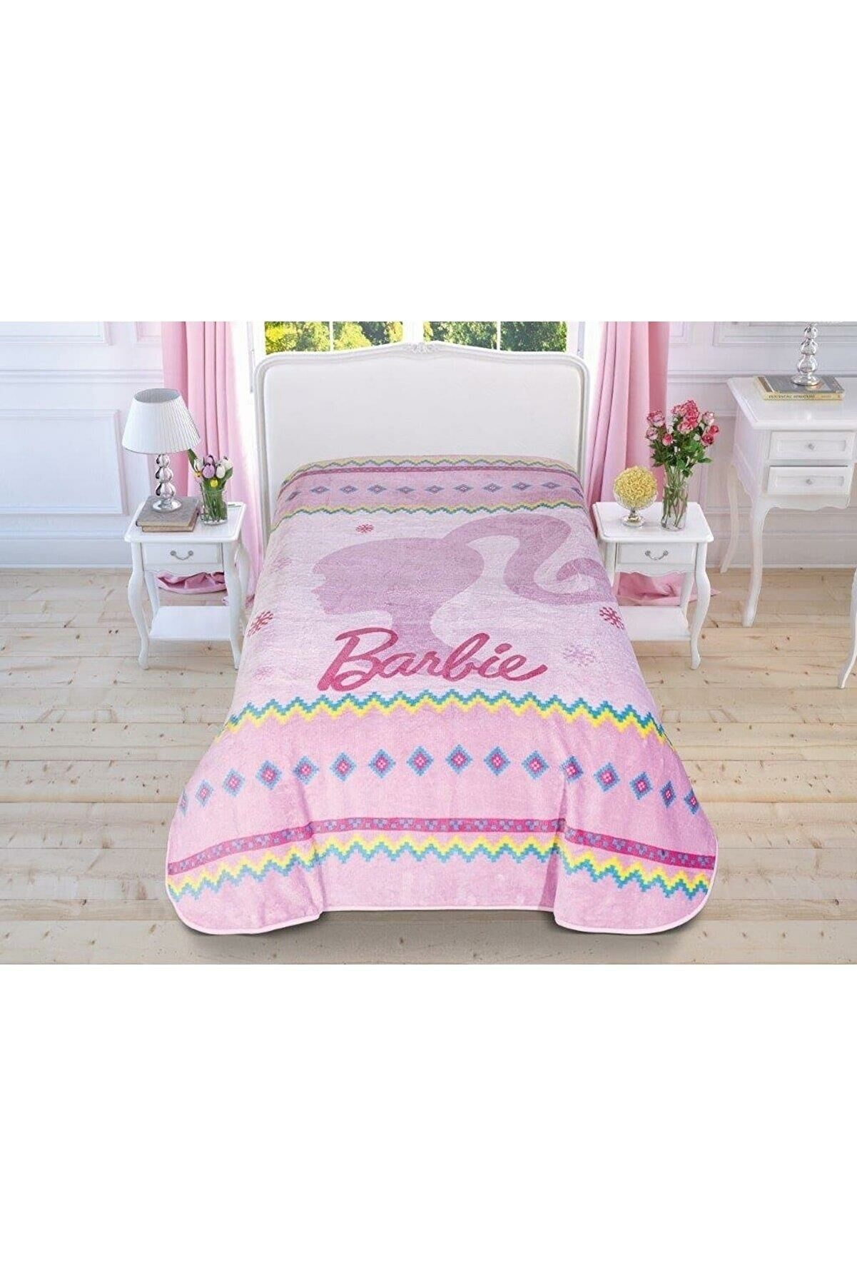 Taç Lisanslı Barbie Pink Tek Kişilik Battaniye
