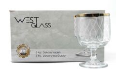 WestGlass W44044WG Tower Wave Desen Gold Kaplama Ayaklı Bardak
