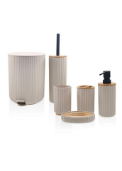 The Mia BNY0028 Stripe 6 Parça Banyo Seti Krem