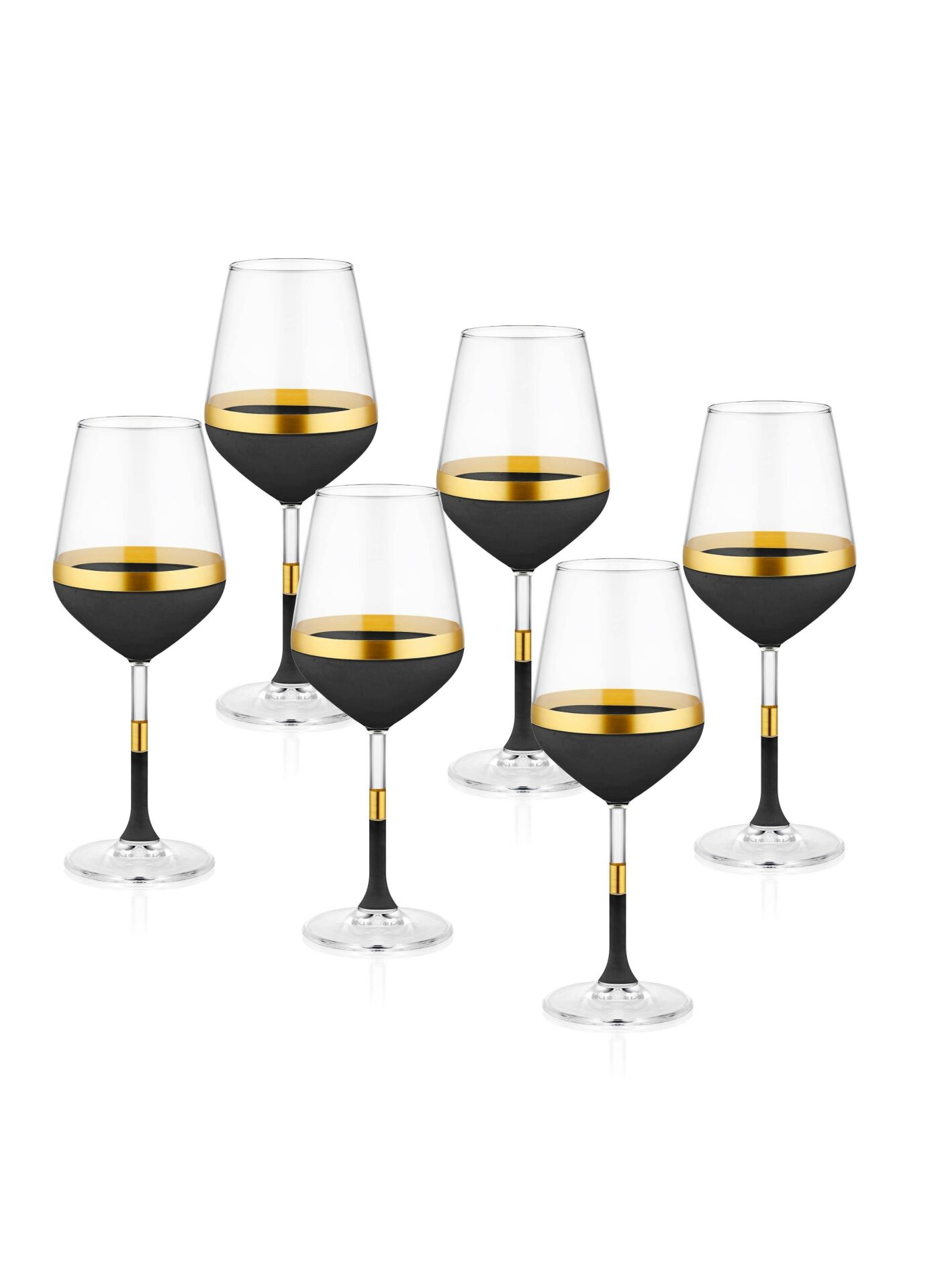 The Mia GLW0001 Glow Şarap Kadehi 6 Lı Set Siyah Gold