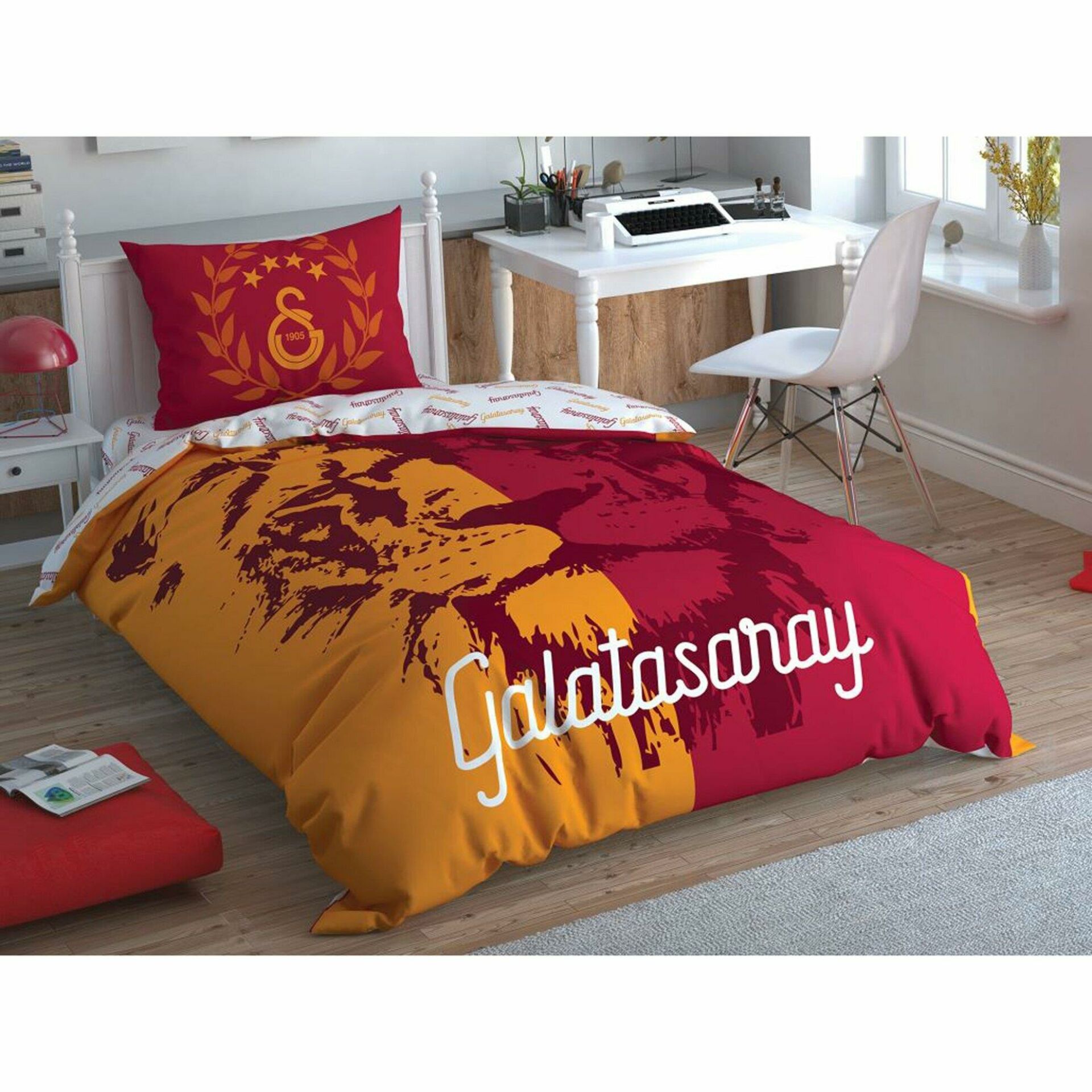 Taç Lisanslı Galatasaray Aslan Logo Tek Kişilik Nevresim Takımı