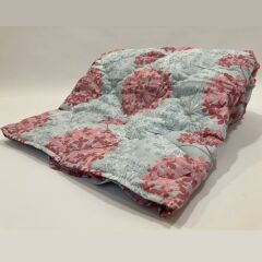 Lökçe Desenli Yorgan 155 x 215 Tek Kişilik Yeşile-Pembe Çiçek