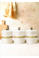 The Mia GLN0040 Çay Şeker Kahve Kavanozu Beyaz 17 Cm