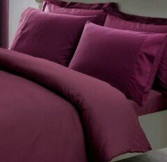 Taç Premium Basic Stripe Mürdüm Çift Kişilik Nevresim Takımı
