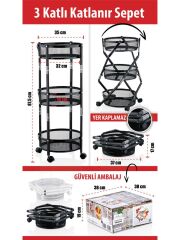 Cornella CR-1001 3 Katlı Katlanır Sebzelik / Meyvelik Siyah