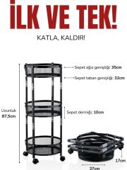 Cornella CR-1001 3 Katlı Katlanır Sebzelik / Meyvelik Siyah