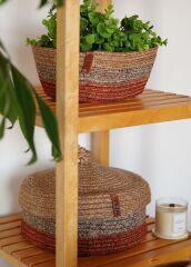 The Mia SPT0030 Jutte Yuvarlak Sepet Bambu Kiremit 20x13 CM
