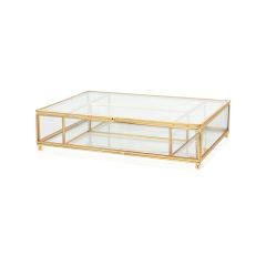 The Mia BRS0156 Brass Kapaklı Organizer 4 Bölmeli 30x20x6 Cm