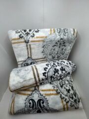 Pololife Zara Damask Battaniye Gri Tek Kişilik 160x220