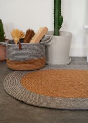 The Mia SPT0046 Jutte Oval Halı Bambu Gri 60x90 Cm