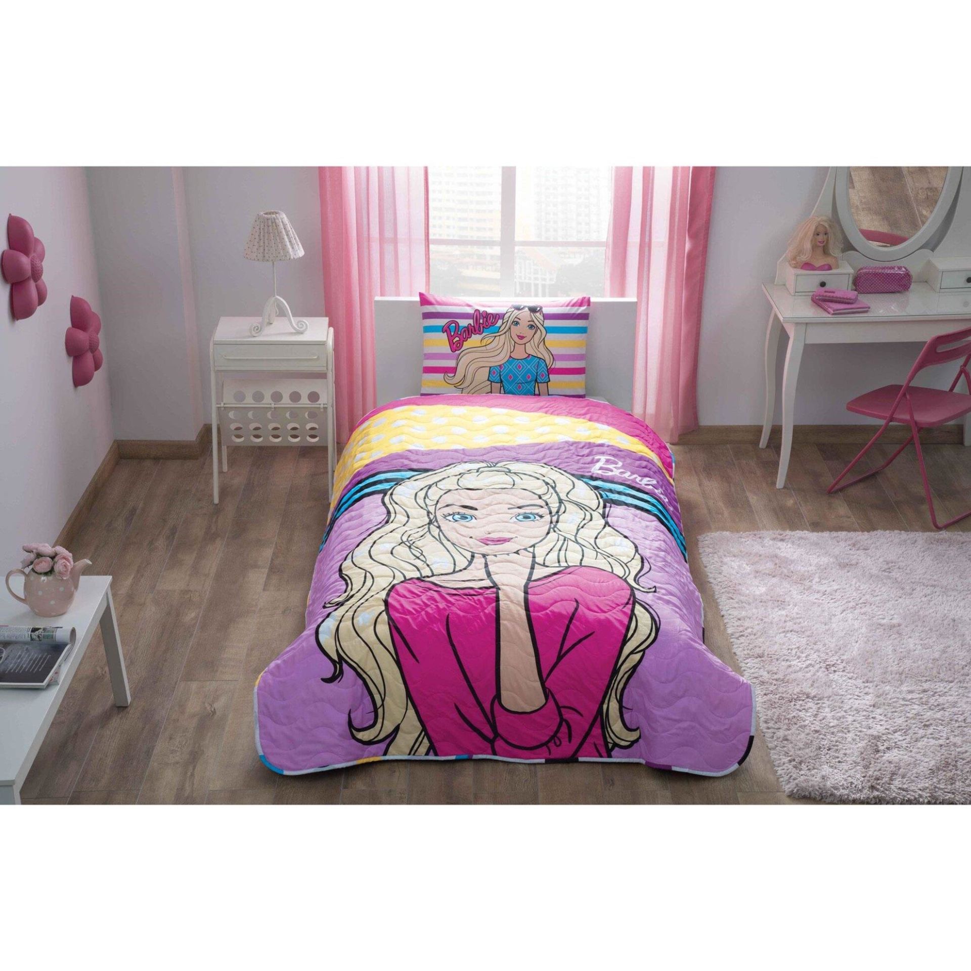 Taç Lisanslı Barbie Dream Yatak Örtüsü Tek Kişilik