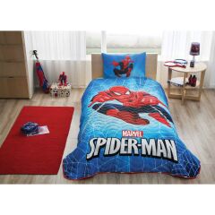 Taç Lisanslı Spiderman SkyScaper Yatak Örtüsü Tek Kişilik