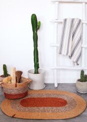 The Mia SPT0048 Jutte Oval Halı Bambu Kiremit 60x90 Cm