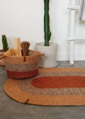 The Mia SPT0048 Jutte Oval Halı Bambu Kiremit 60x90 Cm