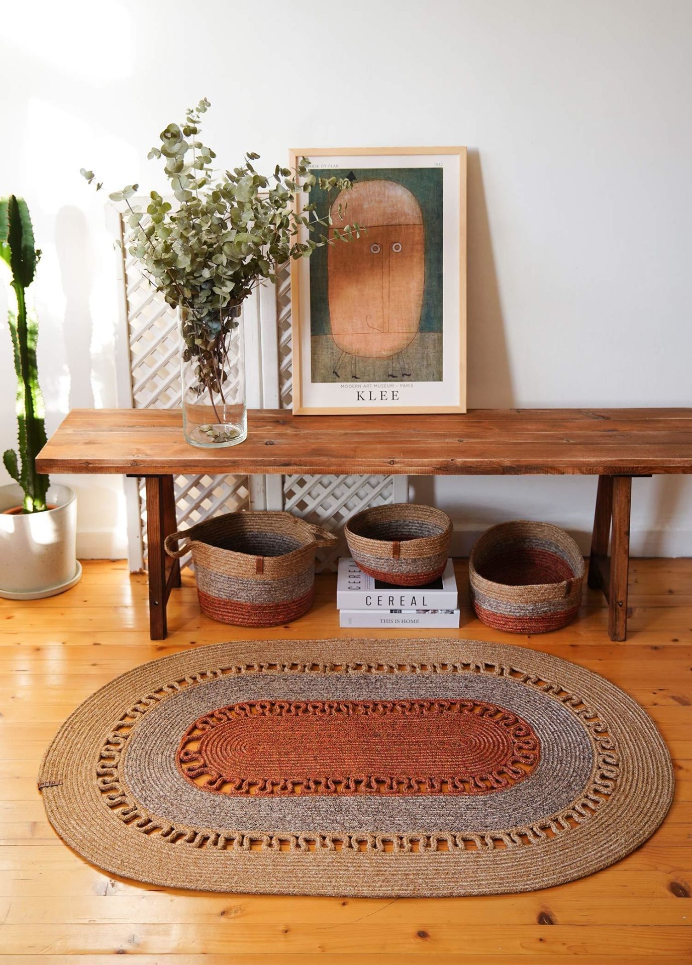 The Mia SPT0051 Jutte Oval Halı Bambu Kiremit 80x120 Cm