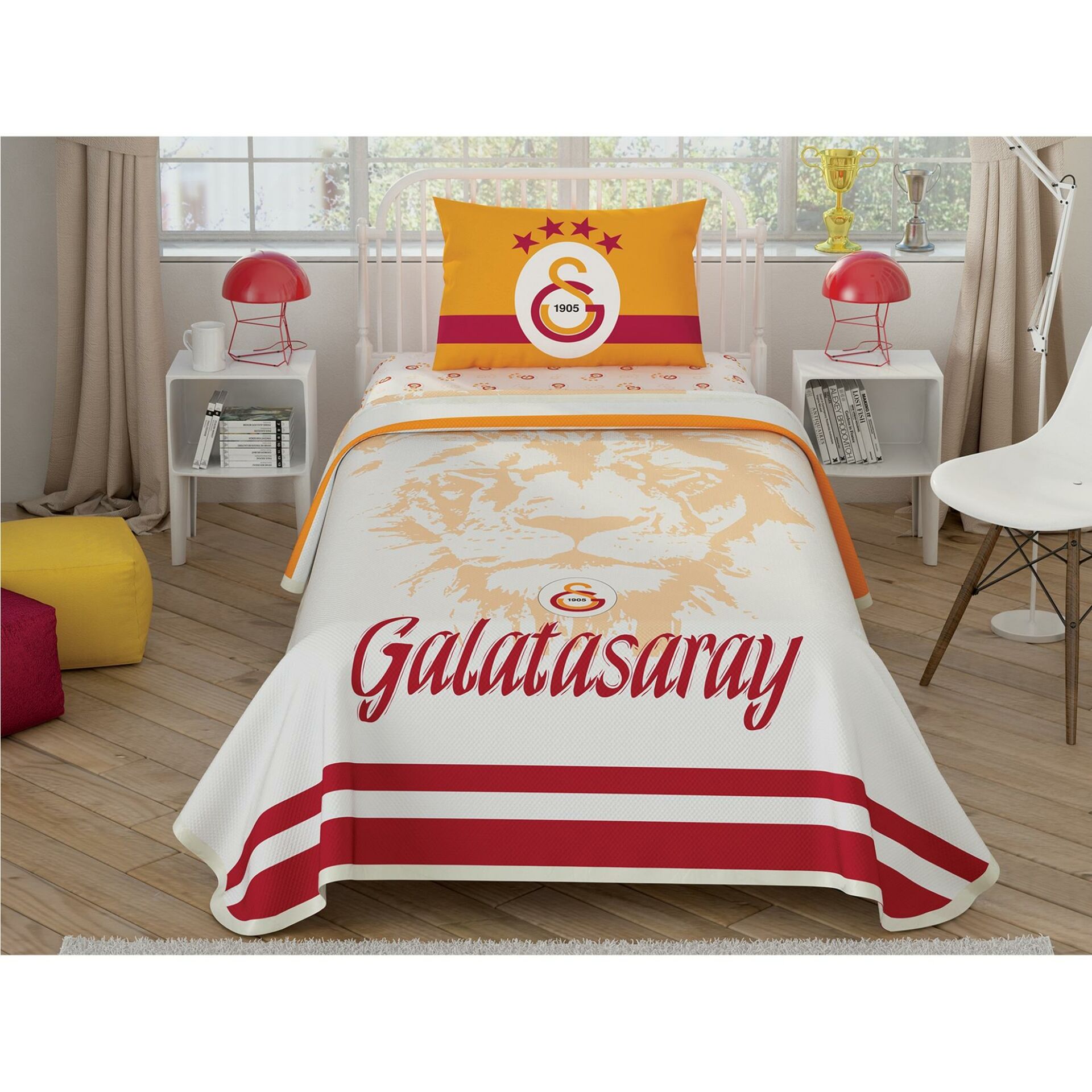 Taç Lisanslı Galatasaray Aslan Logo Tek Kişilik Pike Takımı