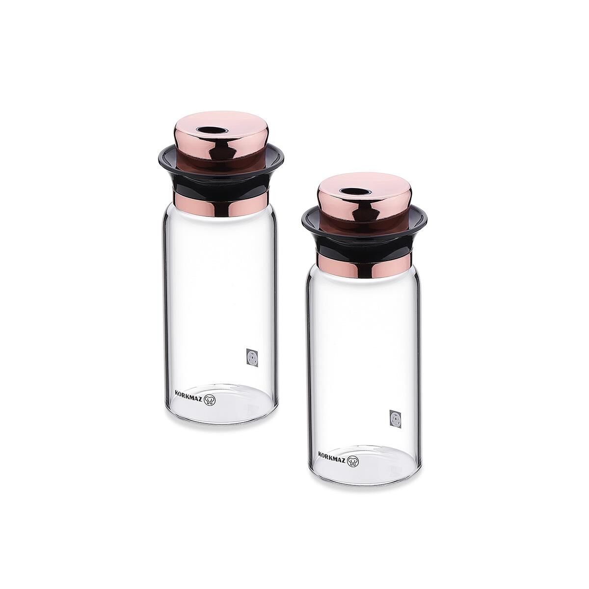 Korkmaz A5528 Stora Glass Rosegold Tuzluk Biberlik Seti