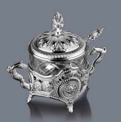 Kosova 13-008-K-19 Yuvarlak Cam Şekerlik Silver