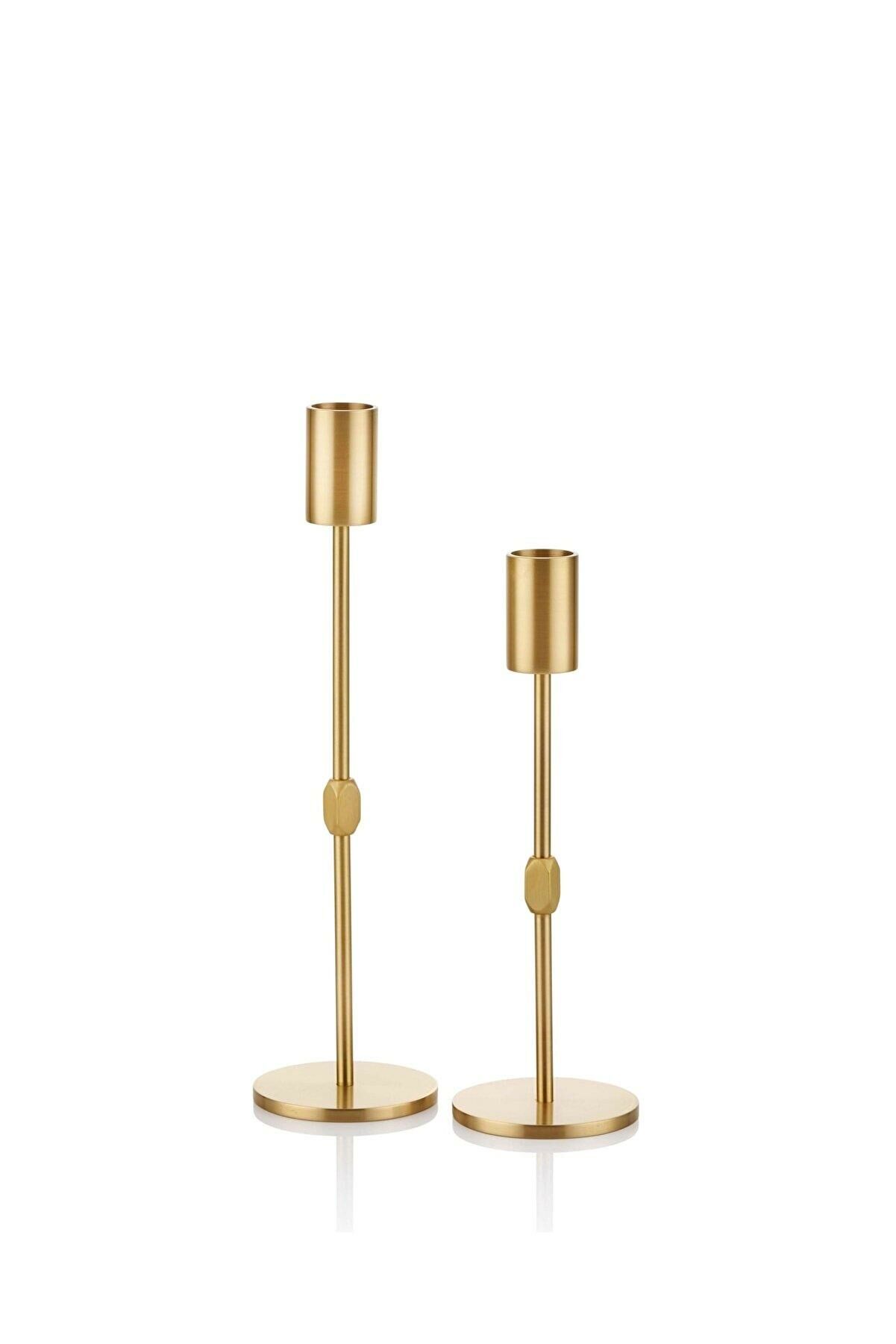 The Mia BRS0096 Brass Pirinç Şamdan 2 Li Set