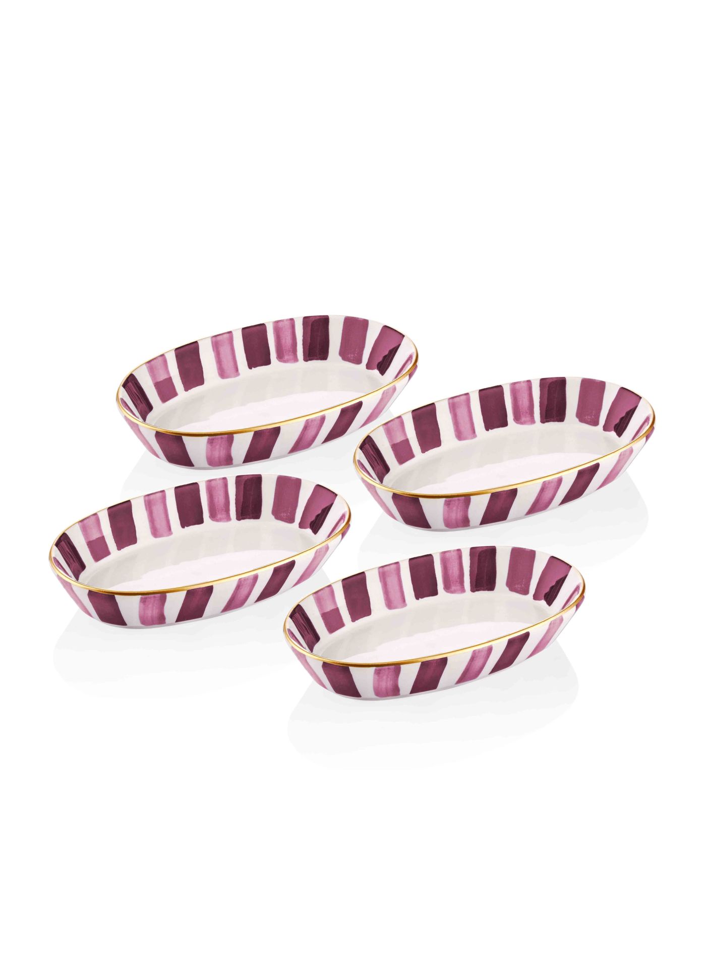 The Mia FEZ0041 FEZ 4 Lü Oval Servis Seti 10x17x4 Cm Mor