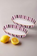 The Mia FEZ0042 FEZ 2 Li Oval Servis Seti 15x25x4 Cm Mor