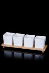 Acar 10159 La Pure Bambu Standlı Porselen 4'Lü Kase