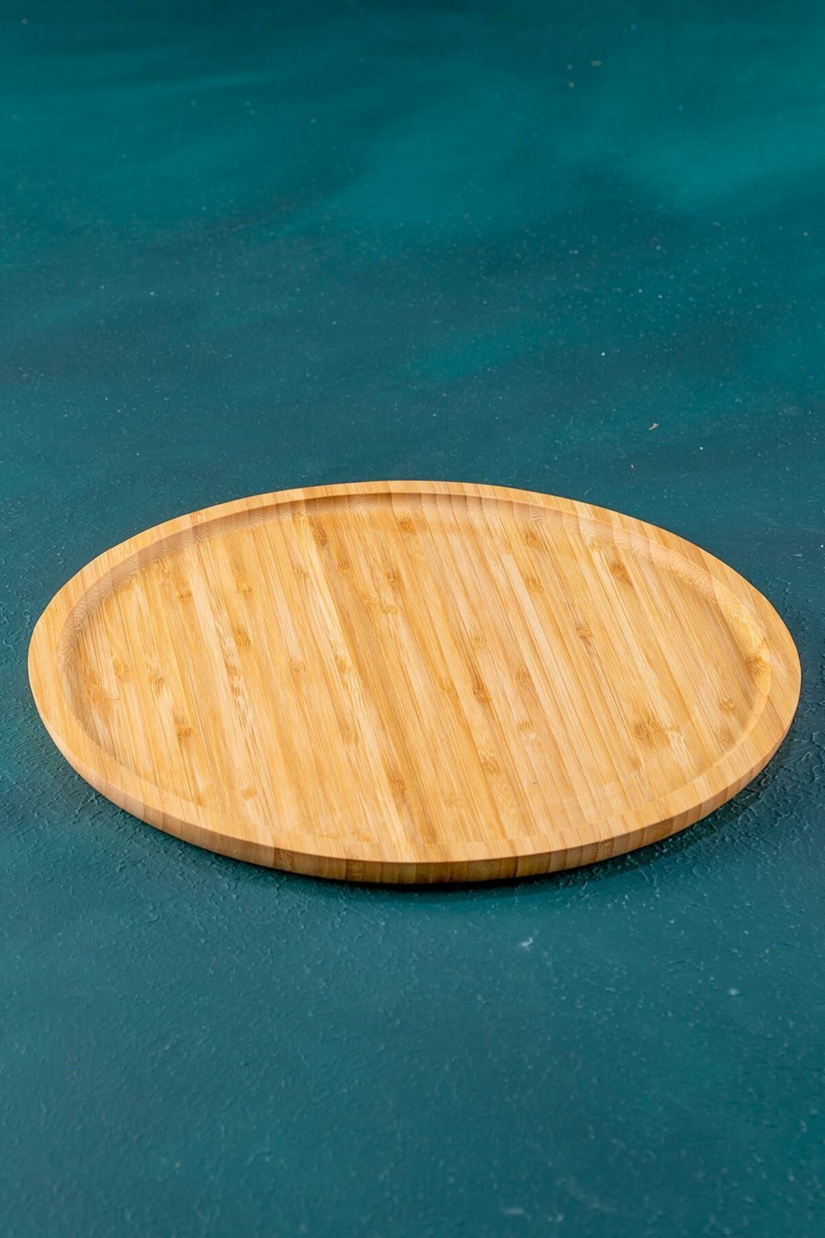 Acar 30 Bambu Yuvarlak Sunumluk Tabak 30 Cm