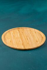 Acar 30 Bambu Yuvarlak Sunumluk Tabak 30 Cm