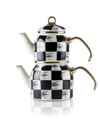 Acar 5758 Qualita King Mini Emaye Dama Çaydanlık Takımı
