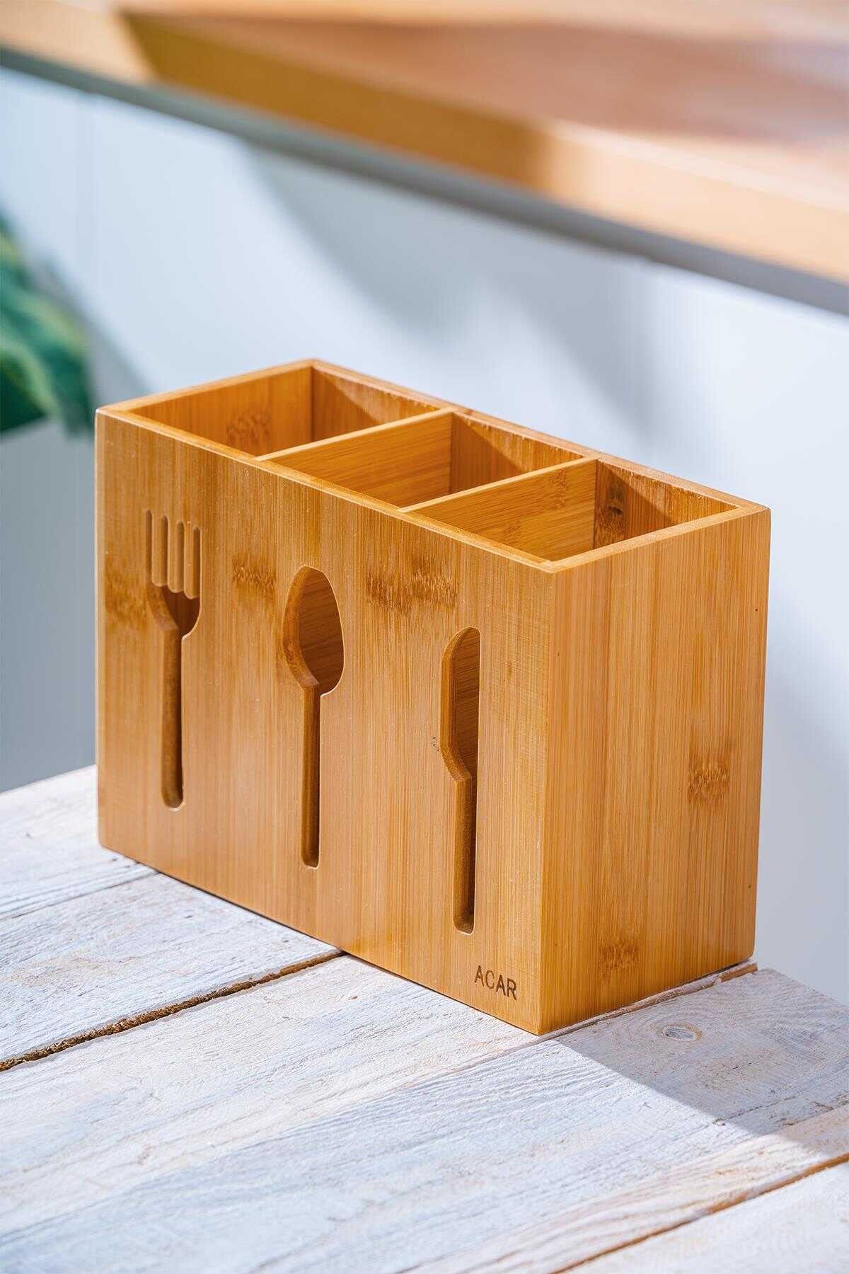 Acar 510 Bambu Çatal Kaşık Bıçak Standı 23 Cm