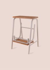 The Mia GLV0751 Ahşap 2 Basamaklı Tabure Merdiven Gri