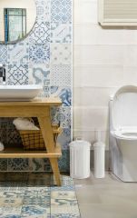 The Mia GLV0060 Çöp Kovası & Tuvalet Fırçası Seti Beyaz