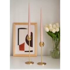 The Mia BRS0144 Brass Pirinç Kare Şamdan 2 Li Set 21*17 Cm
