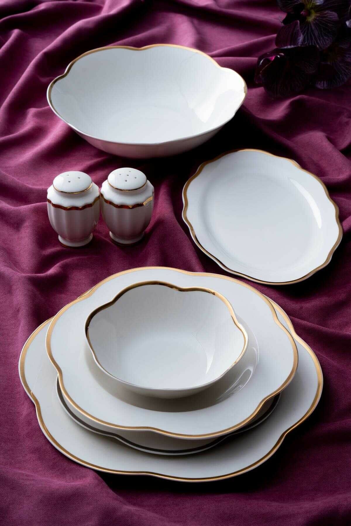 Acar 6957 Aveline 6 Kişilik 29 Parça Porselen Yemek Takımı Gold
