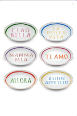 The Mia DNR0083 Ti Amo Pasta Tabağı 6 Lı Set - 21 cm
