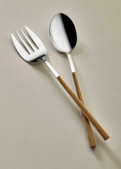 The Mia CKB0223 Wooden Salata Servis Takımı 2 Parça Gümüş