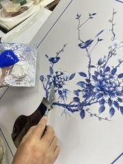 The Mia TBL0093 Blue Blanc Tablo 64x90x4 Cm