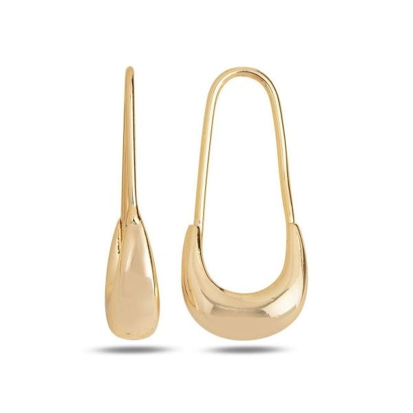 Bombeli Çengel Gold Küpe