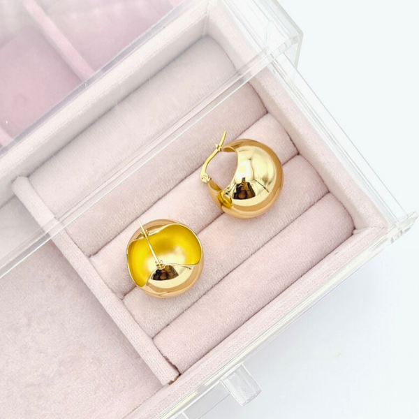İçi Boş Top Gold Küpe