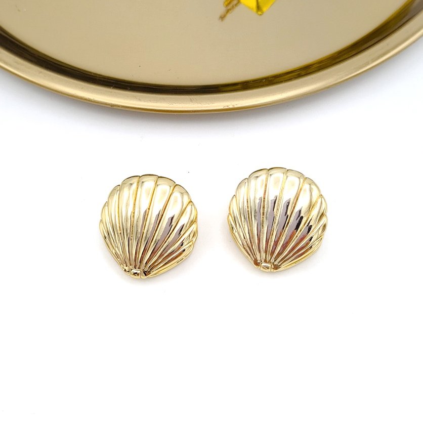 Çift Yönlü İstiridye Gold Küpe
