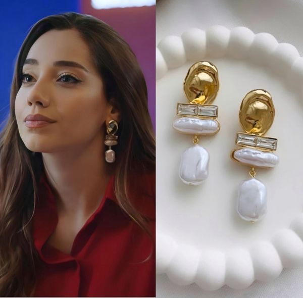 Sallantılı İncili Vintage Küpe