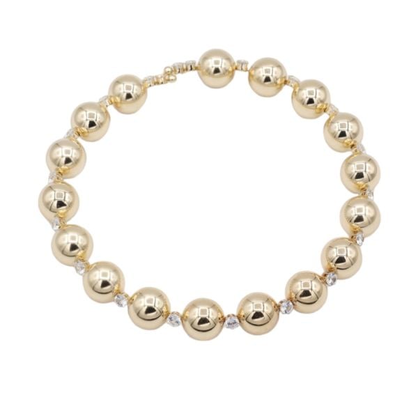 Taşlı Gold Top Boncuk Kolye